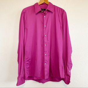 H&M Men’s Slim Fit Button Down Magenta Shirt Large